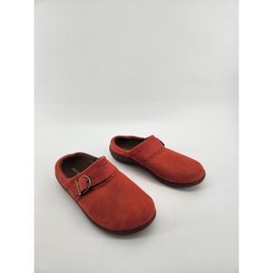 Revitalign Women's Clogs Mules Red Suede Leather Buckle Accent Comfort Shoes 7.5